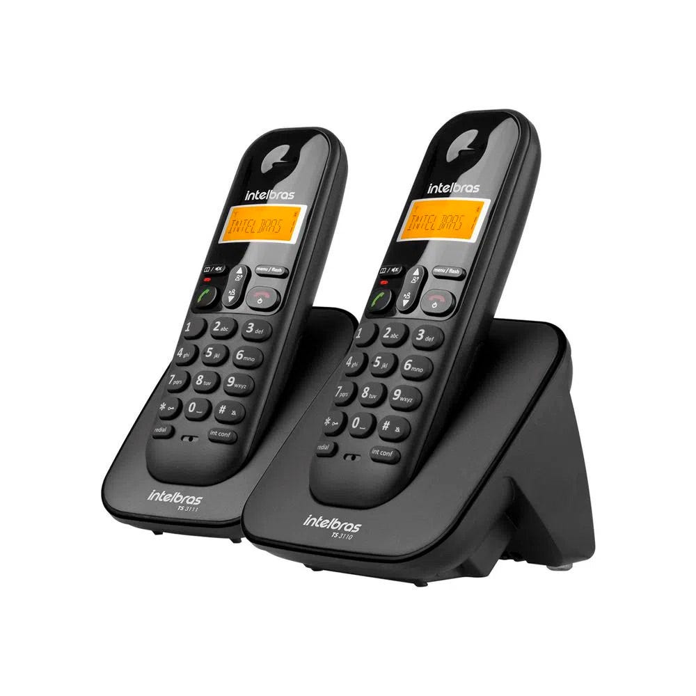Kit Telefone Sem Fio Base + 1 Ramal Intelbras TS 3112 Preto