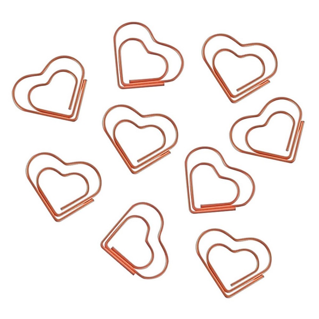 Clips Tilibra Coração 20 Unidades Ouro Rose