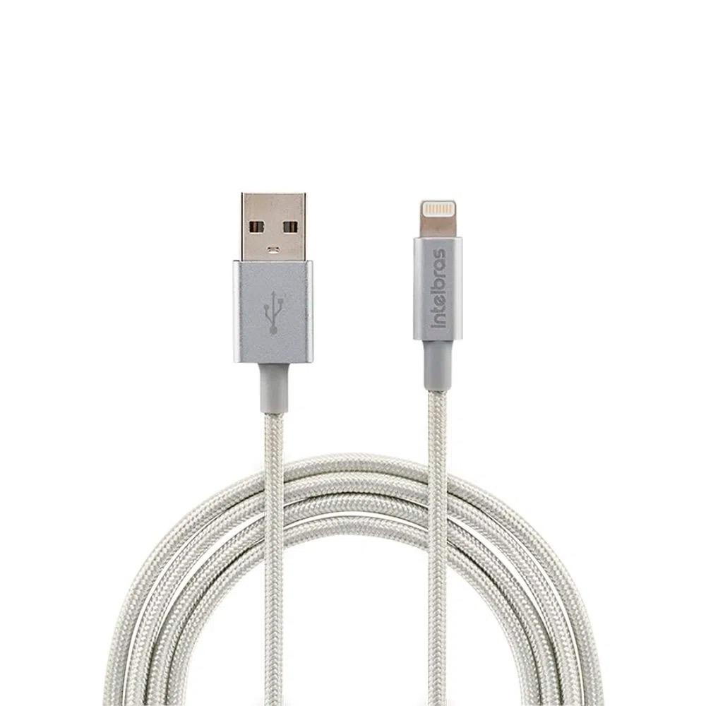 Cabo USB - Lightning Branco nylon 1,5m Intelbras EUAL 15NB