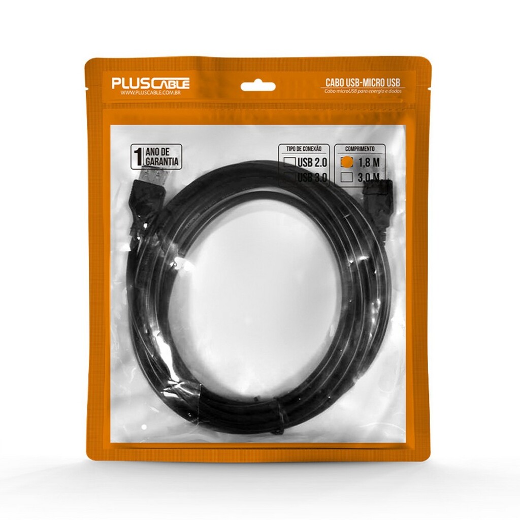 Cabo USB 3.0 A-Macho - Micro B-Macho 1,8 Metros Pluscabe - PC-USB1832
