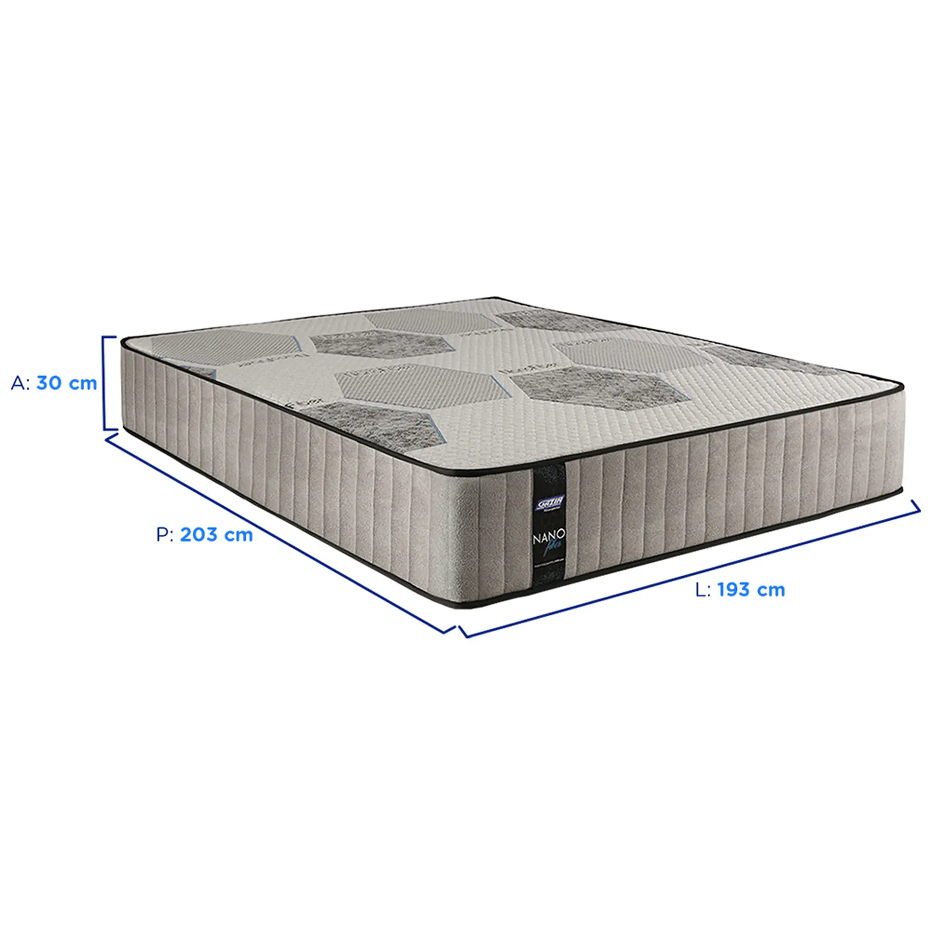 Colchão King Size Molas Ensacadas Gazin Nanofiber 193x203 - Cinza Claro