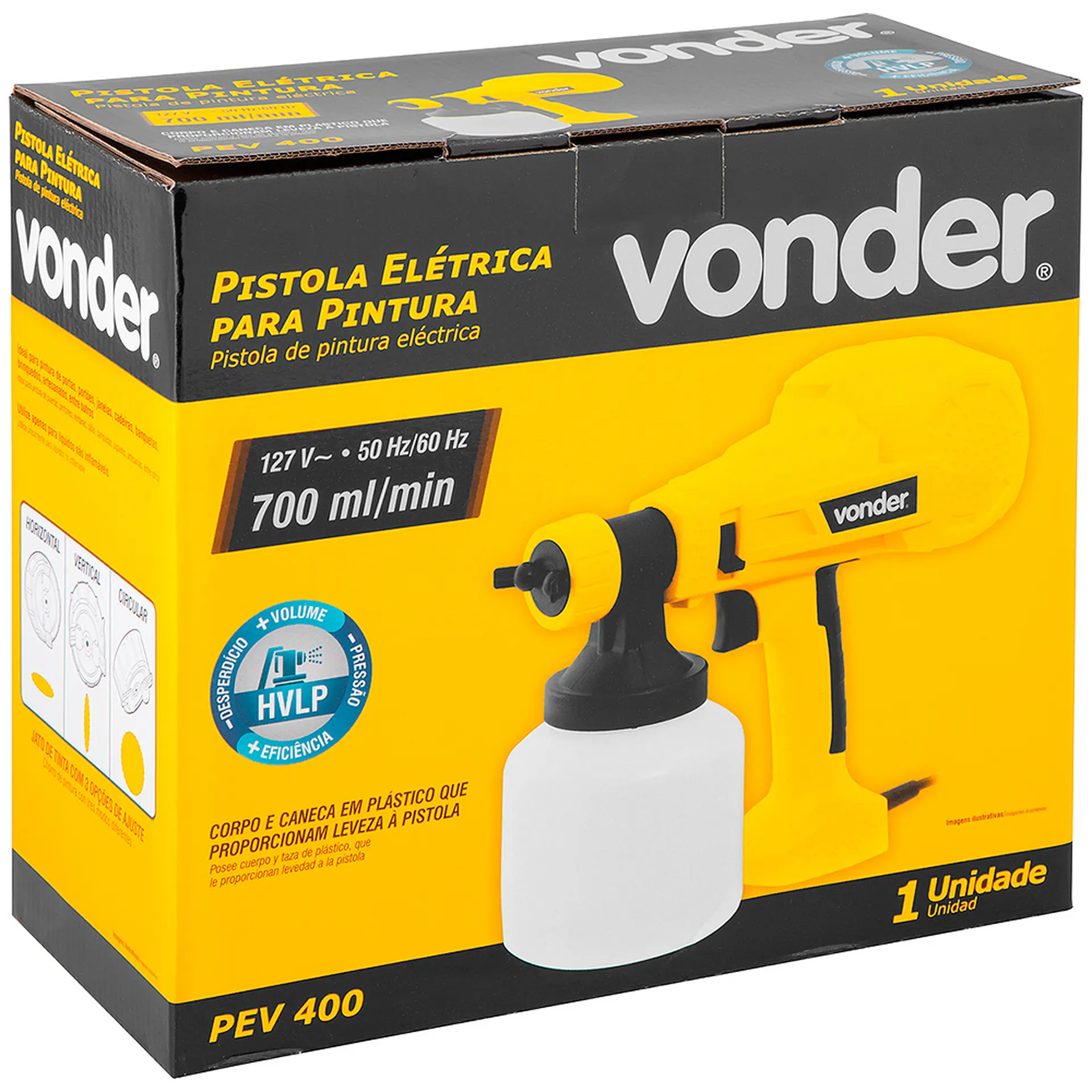 Pistola Elétrica de Pintura Vonder 800ml 127V PEV400 - Amarelo/Preto - 110 Volts