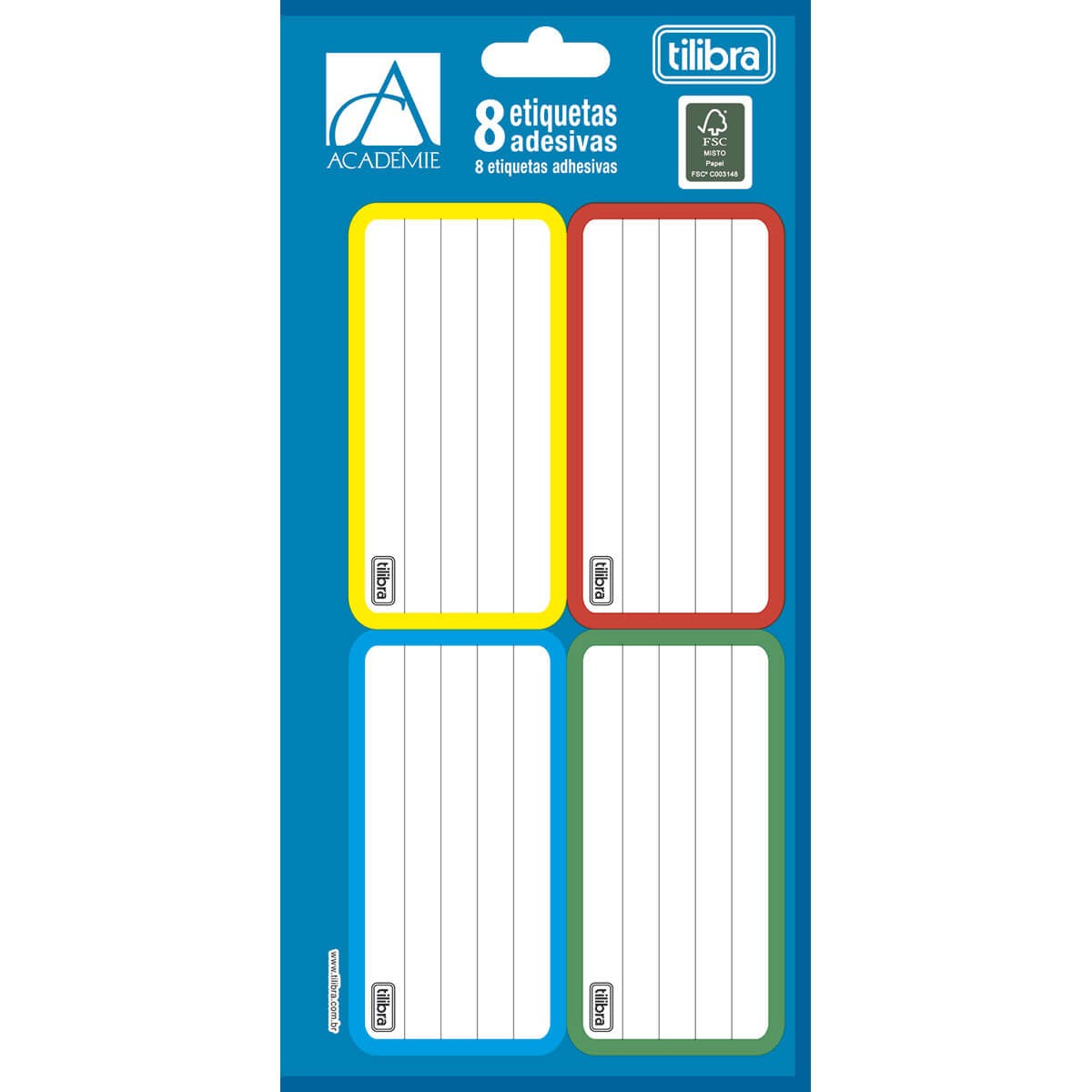 Etiqueta Escolar Tilibra com 8 Unidades Academie Colorido