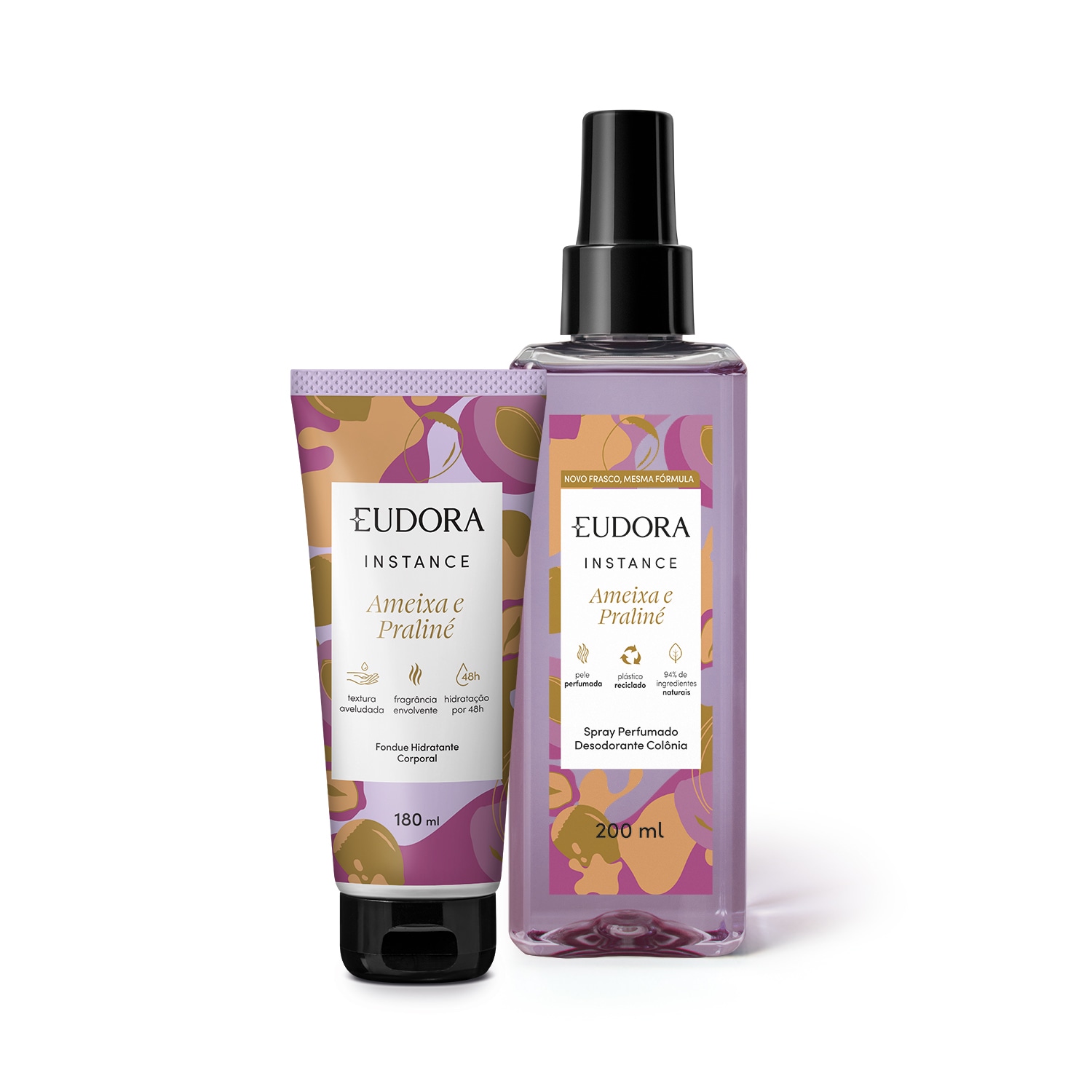 Combo Instance Ameixa e Praliné: Hidratante Corporal 180ml + Spray Perfumado Desodorante Colônia 200ml