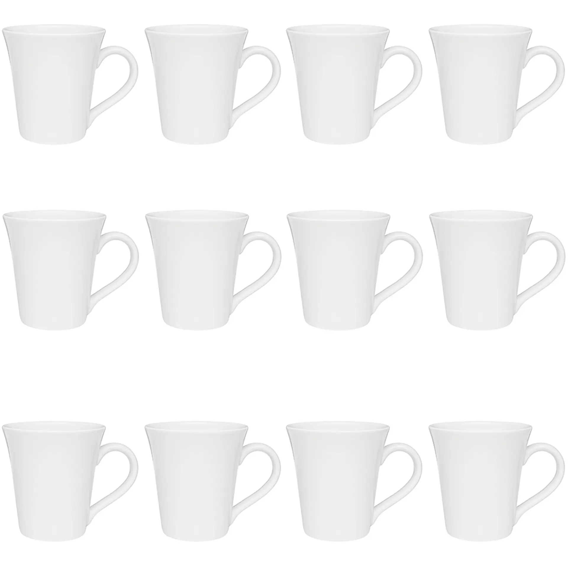 Conjunto de Canecas Oxford 12 Peças Cerâmica Tulipa 330 ML - Branco