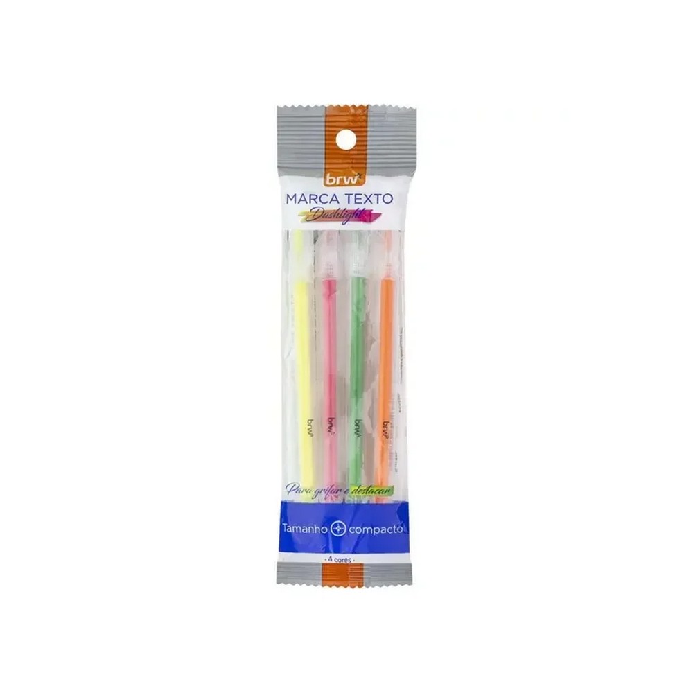 Caneta Marca Texto Blister com 4 Cores BRW CA2210