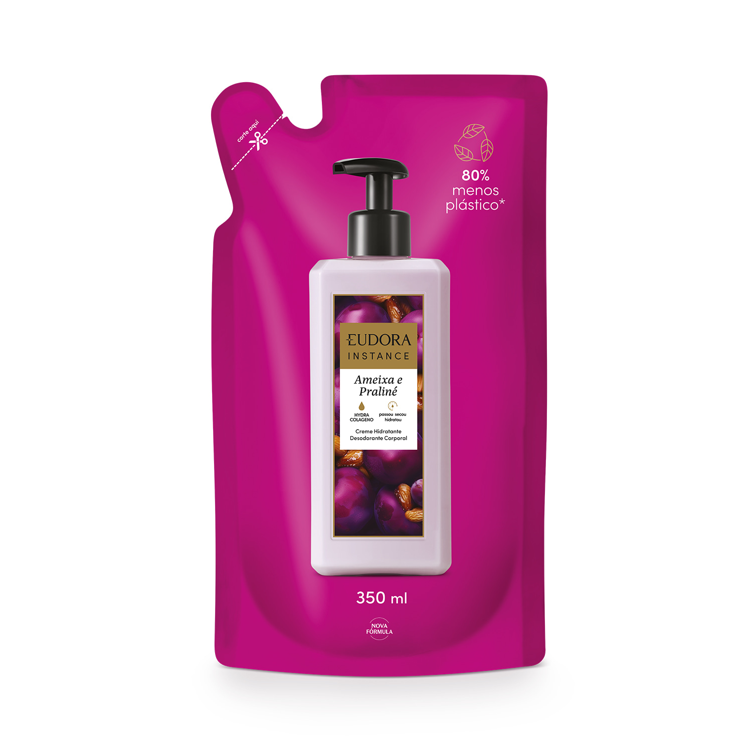Refil Creme Hidratante Desodorante Corporal Instance Ameixa e Praliné 350ml