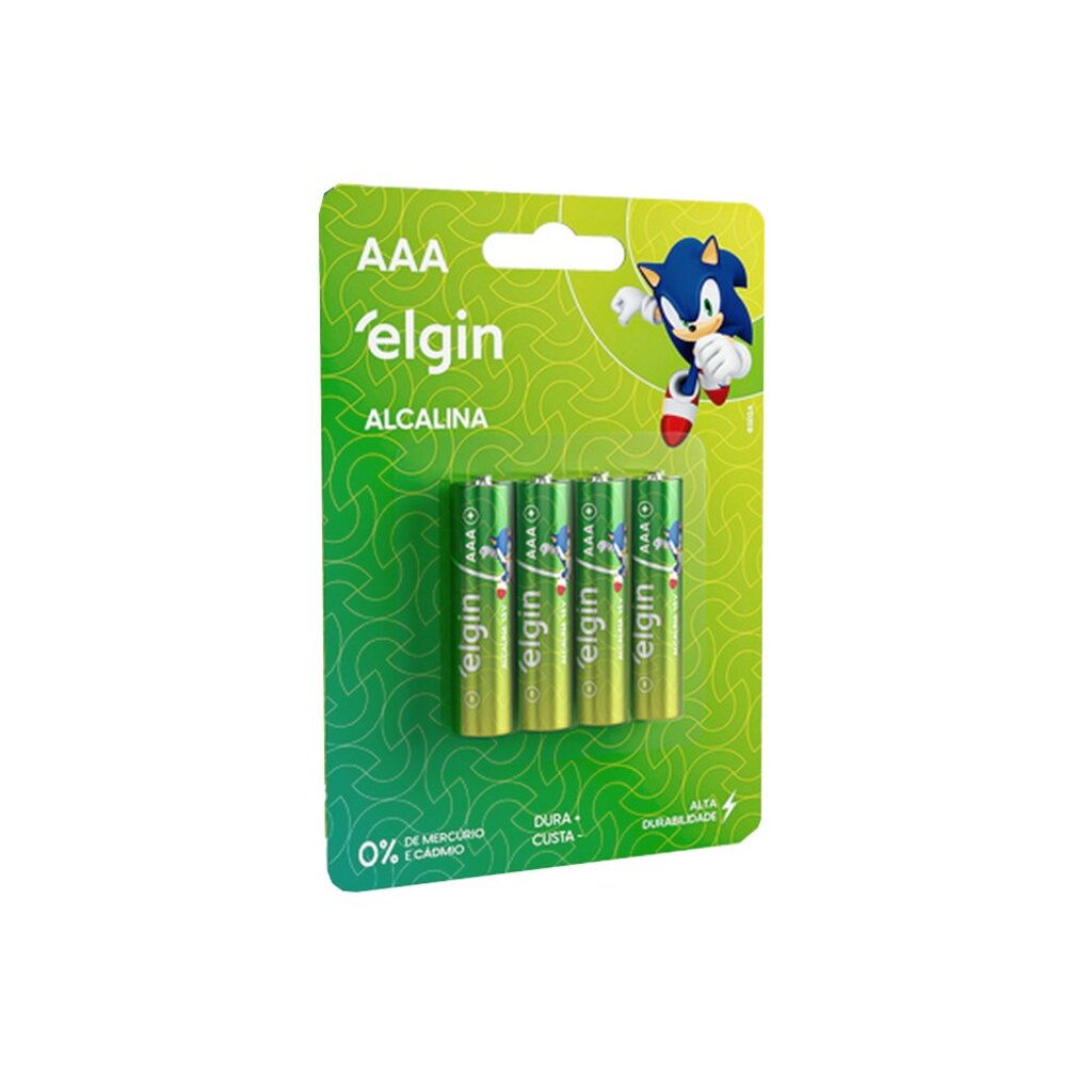 Pilha Alcalina AAA Elgin - 82155 - Blister com 4 Pilhas