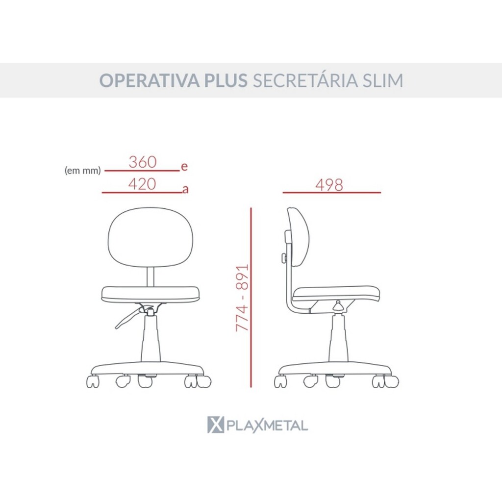 Cadeira Giratória sem Braço Estofada Tecido PP Azul Operativa Plaxmetal - 5100411026