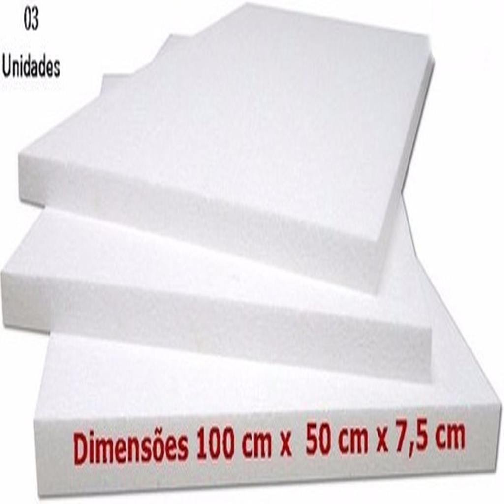 Chapa de Isopor EPS 75MM 100X50CM Isoeste Pacote com 3 Unidades - 323482