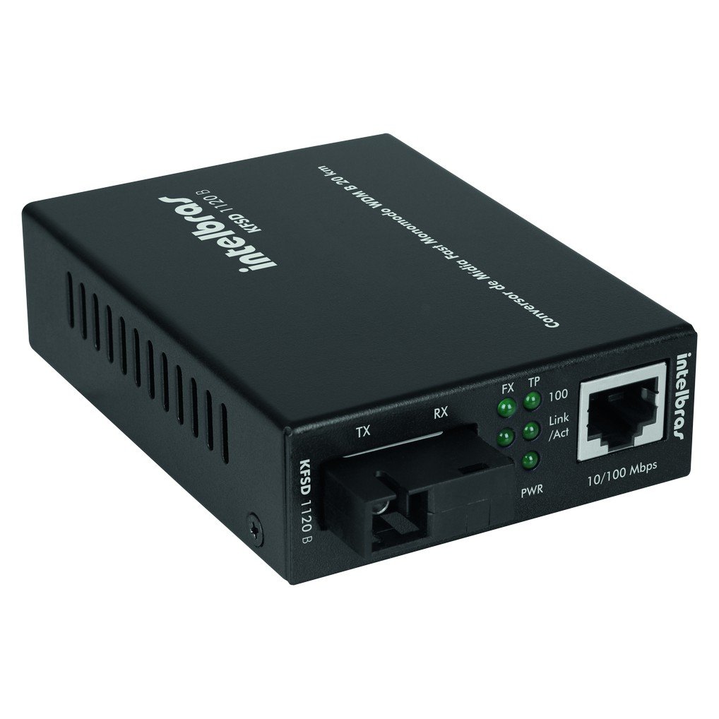 Conversor de Mídia Fast Ethernet Monomodo 20 Km Intelbras KFSD 1120 B