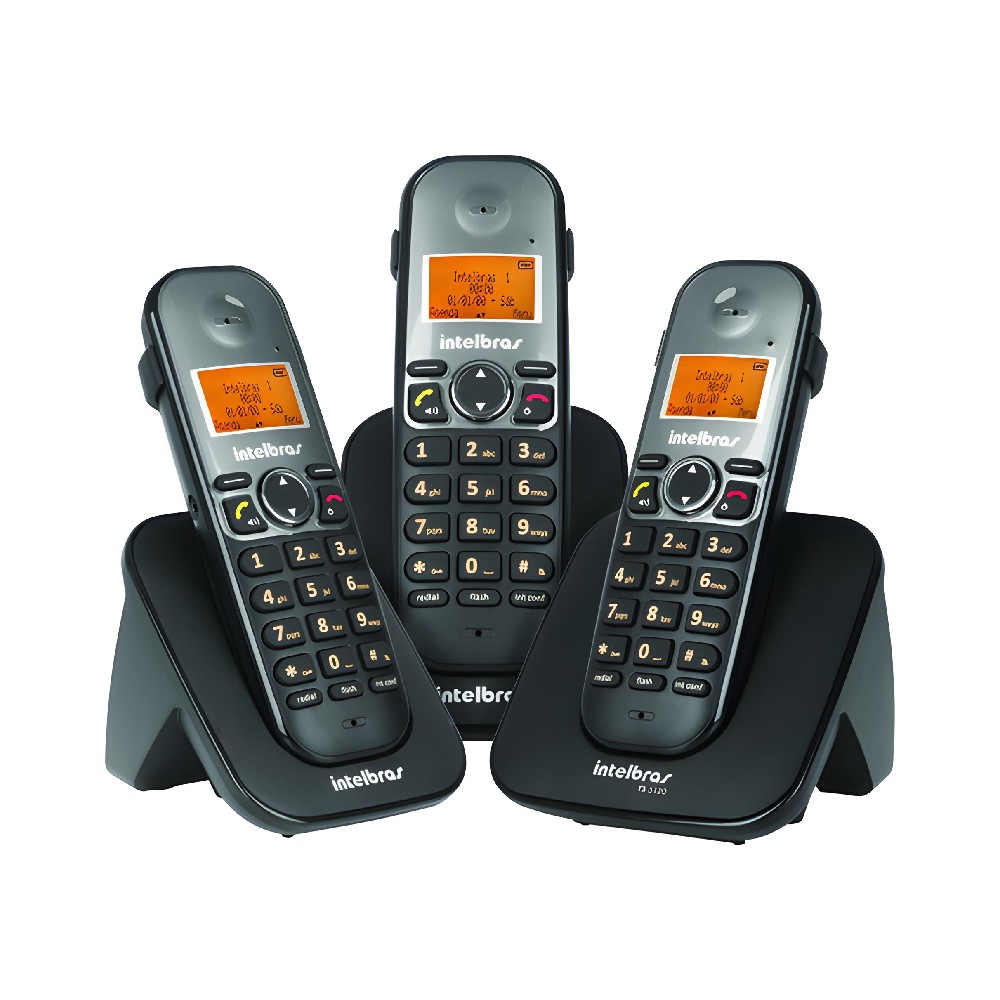 Kit Telefone Sem Fio Base + 2 Ramais TS 5123 Intelbras