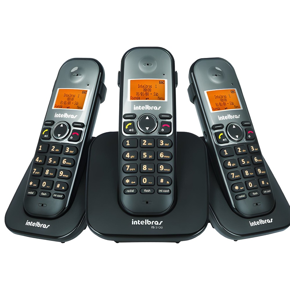 Kit Telefone Sem Fio Base + 2 Ramais TS 5123 Intelbras
