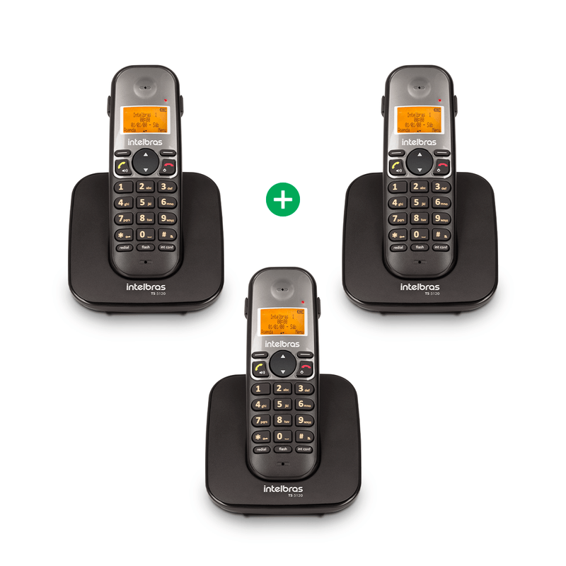 Kit Telefone Sem Fio Base + 2 Ramais TS 5123 Intelbras