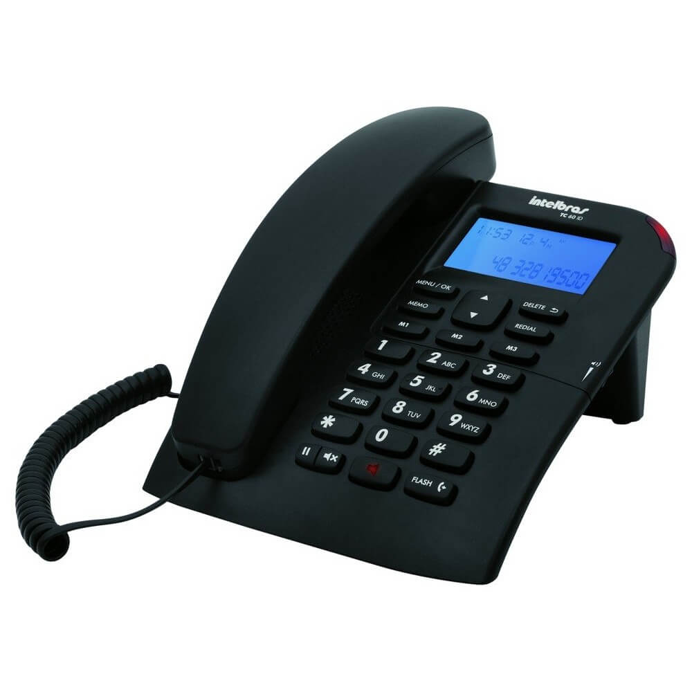 Telefone Padrão Intelbras TC-60ID com Identificador de Chamadas Preto - 4000074