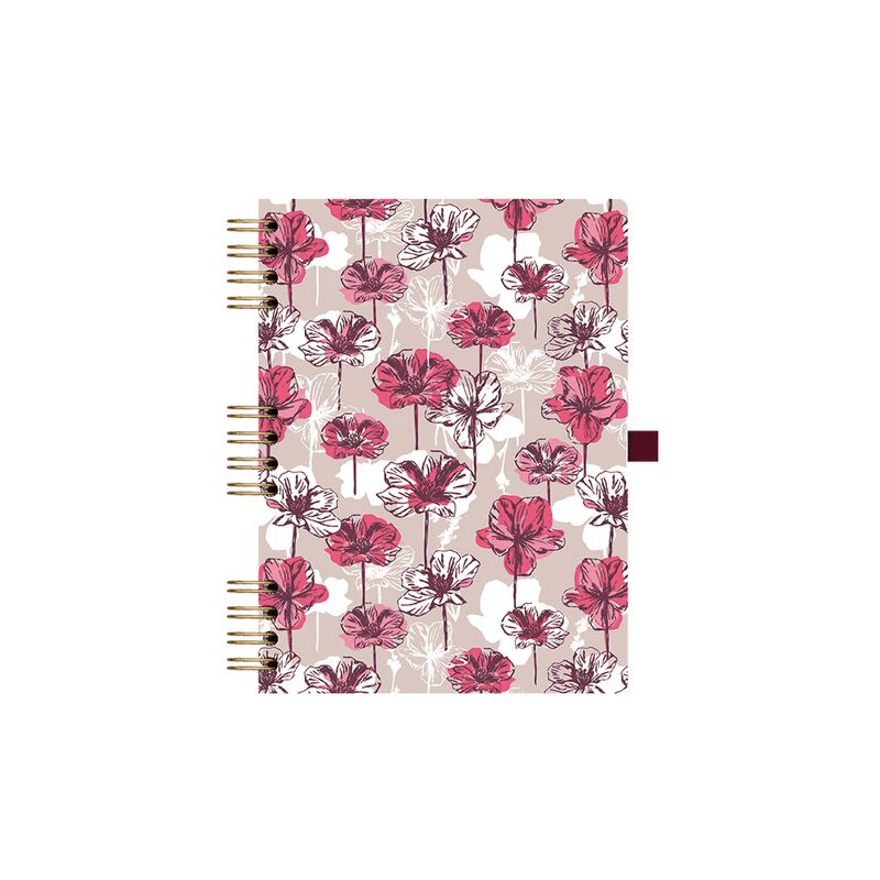 Caderno Ótima Floral Rosa 90 Folhas Pautadas