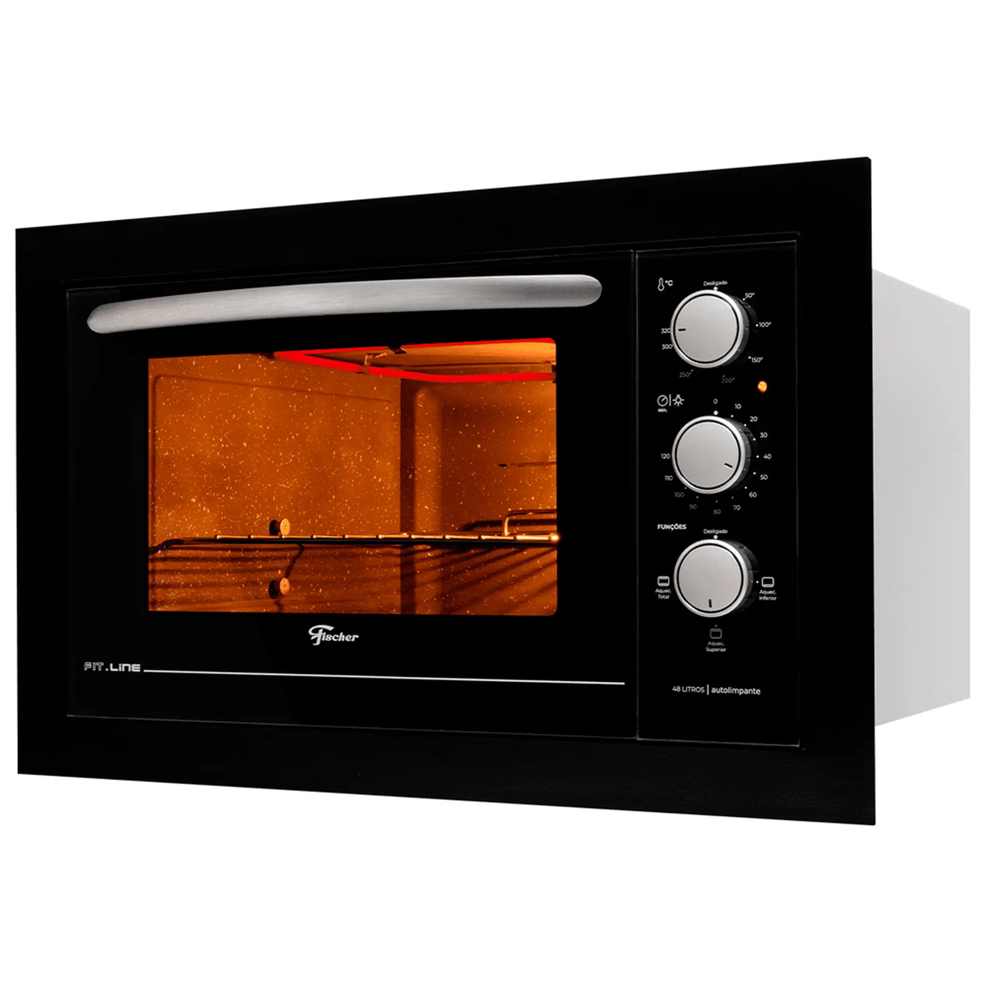 Forno Elétrico de Embutir 48L Fischer Fit Line com Timer 1775W - Preto - 110 Volts