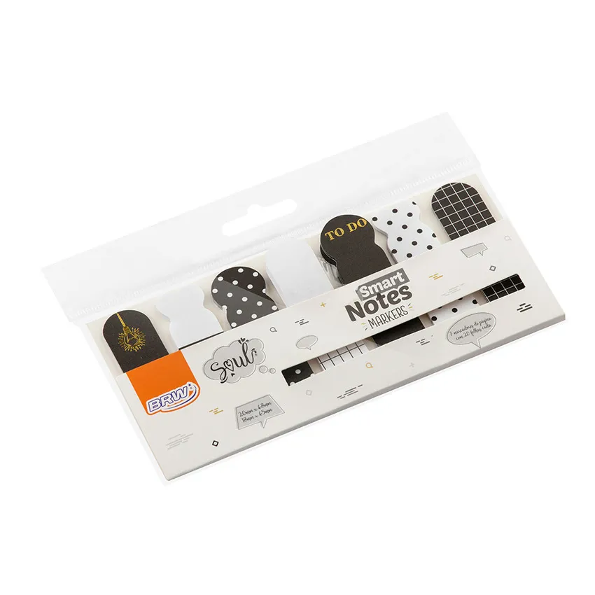 Bloco Marcador de Páginas BRW Smart Notes Markers Black Adesivo