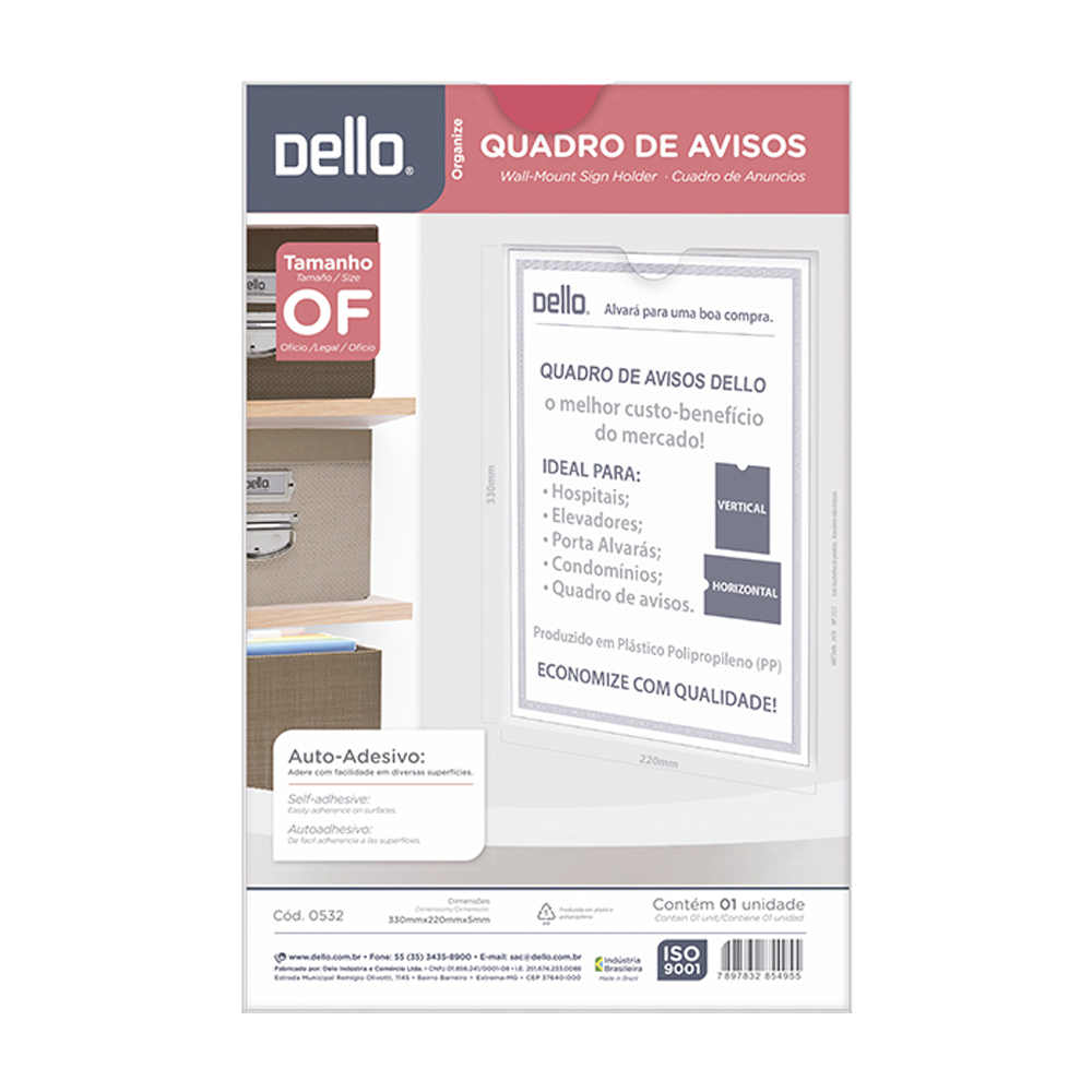 Porta Alvará Oficio Vertical e Horizontal Cristal Dello Unitário 0532H