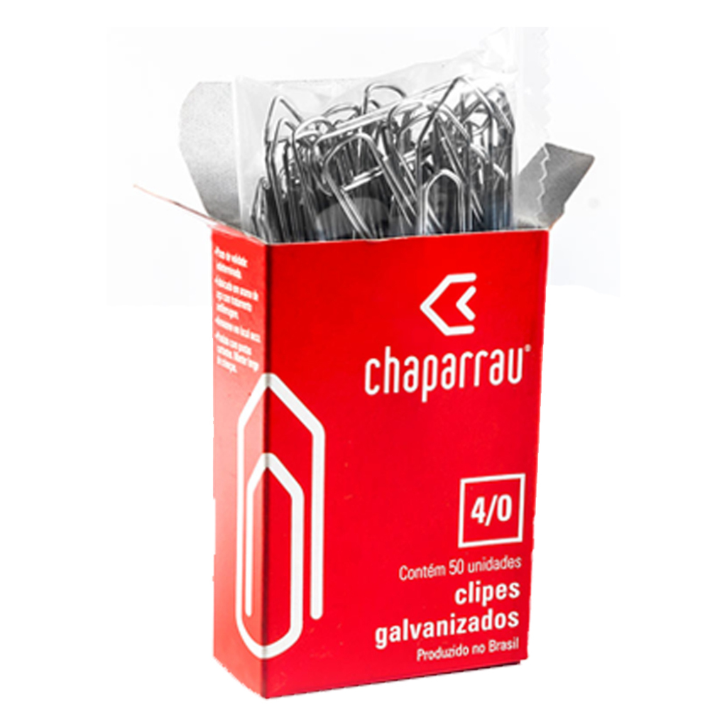 Clips Metálico Galvanizado 4/0 Chaparrau - Caixa com 50 Unidades - 20.01.03.004807