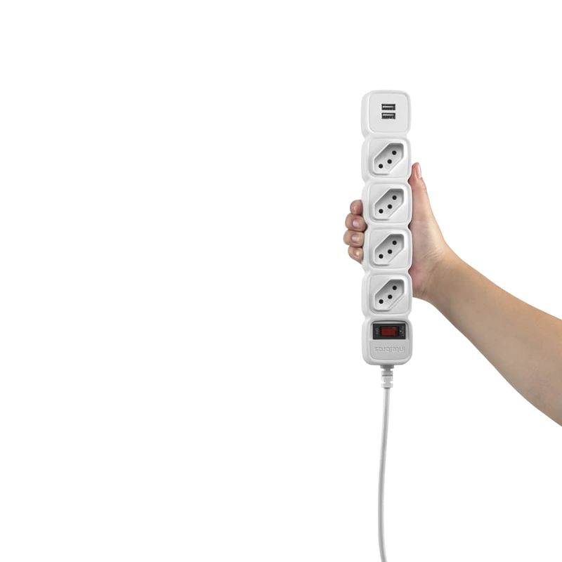 Protetor Eletrônico 4 Tomadas 2 USB Intelbras EPE 204 USB BR+