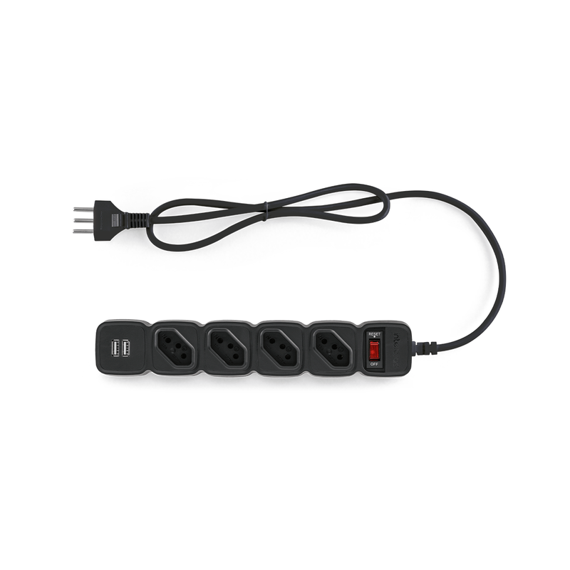 Protetor Eletrônico 4 Tomadas 2 USB Intelbras EPE 204 USB PT