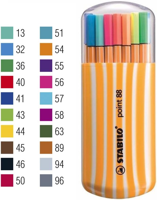 Caneta Hidrográfica Stabilo Point 88 Estojo com 20 Unidades