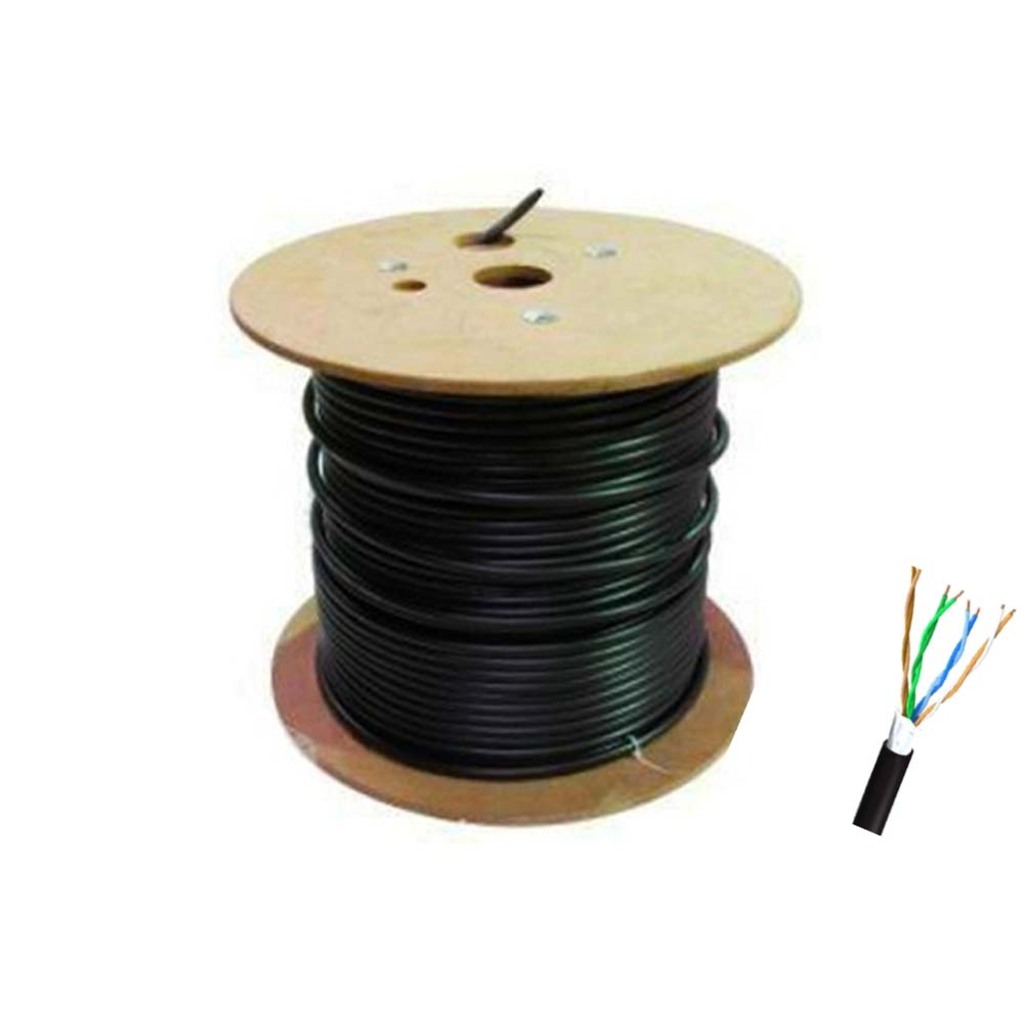 Cabo CFTV Blindado 24AWG Telecam Cabos 4 Pares Preto 210800603 Bobina 300m