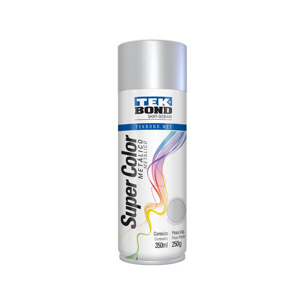 Tinta Spray Super Color Prata Metálico 350ml/250g - Tekbond - 69957327166