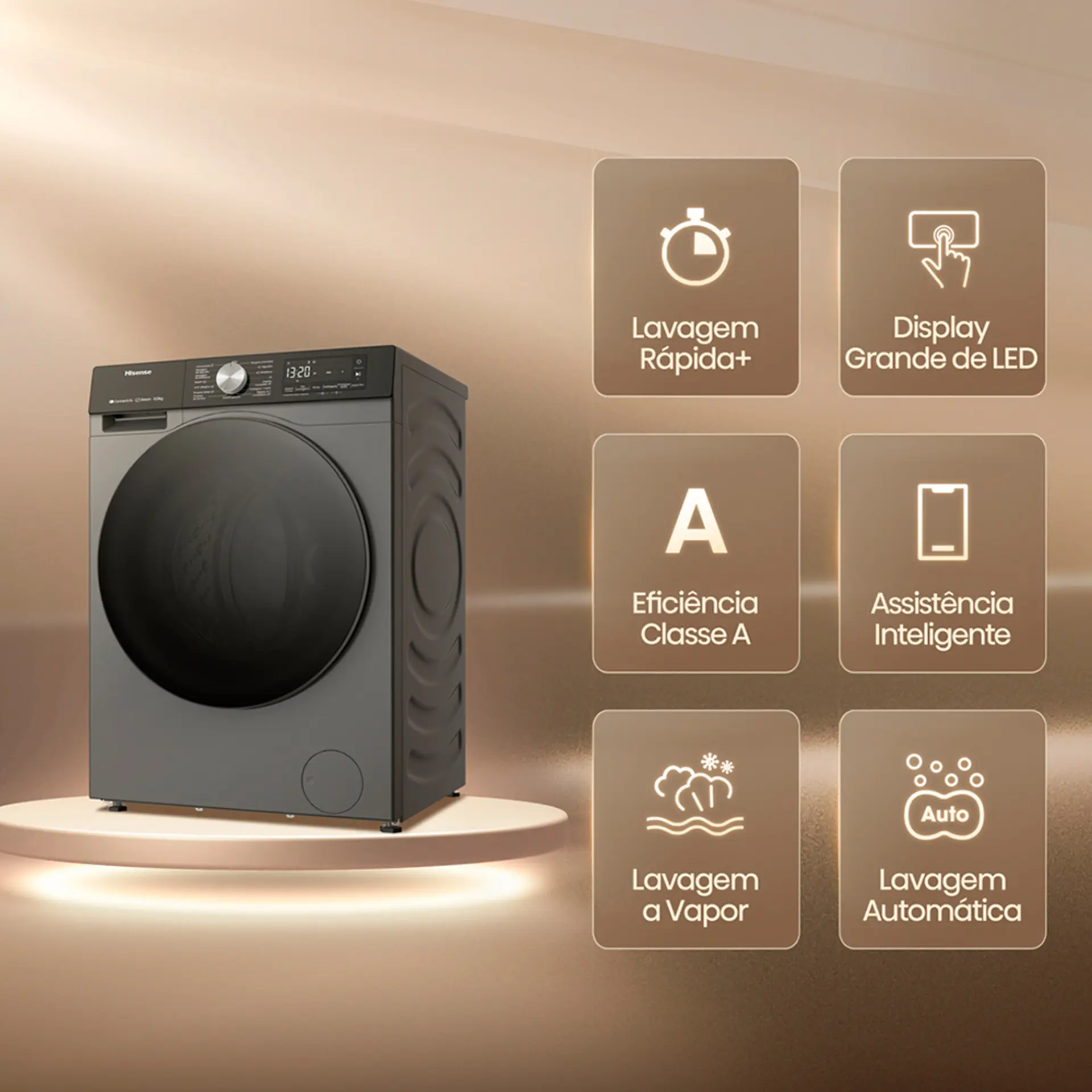 Lava e Seca Hisense Conectada Steam WI-FI 11kg WD3S1143BT1/BT2 - Titanium - 110 Volts