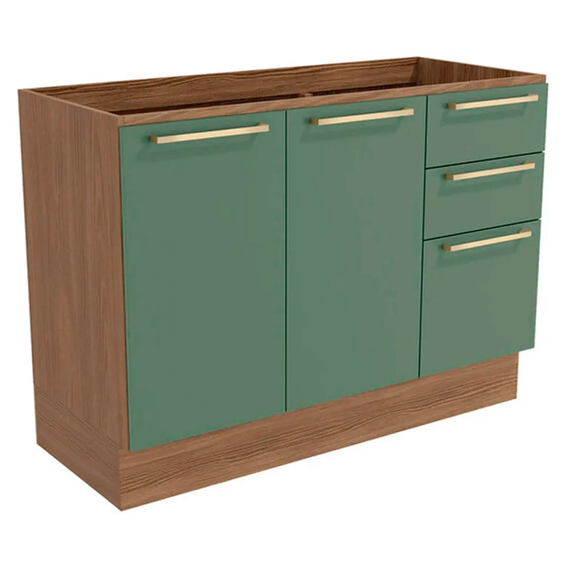 Cozinha Completa Modulada 5 Peças 11 Portas 4 Gavetas MDP Botanic Kappesberg - Nog. Fosco/Verde Oliva