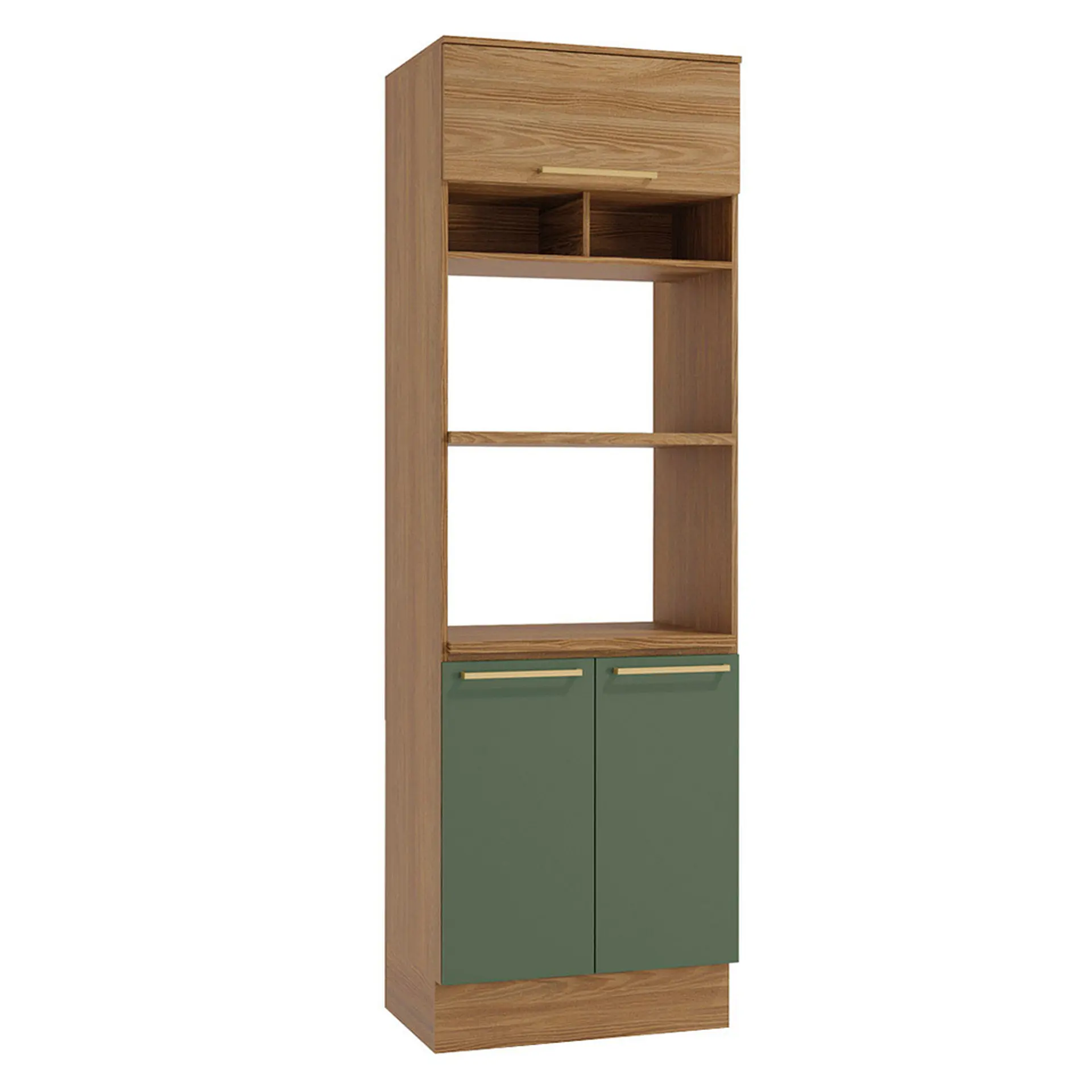 Cozinha Completa Modulada 5 Peças 11 Portas 4 Gavetas MDP Botanic Kappesberg - Nog. Fosco/Verde Oliva