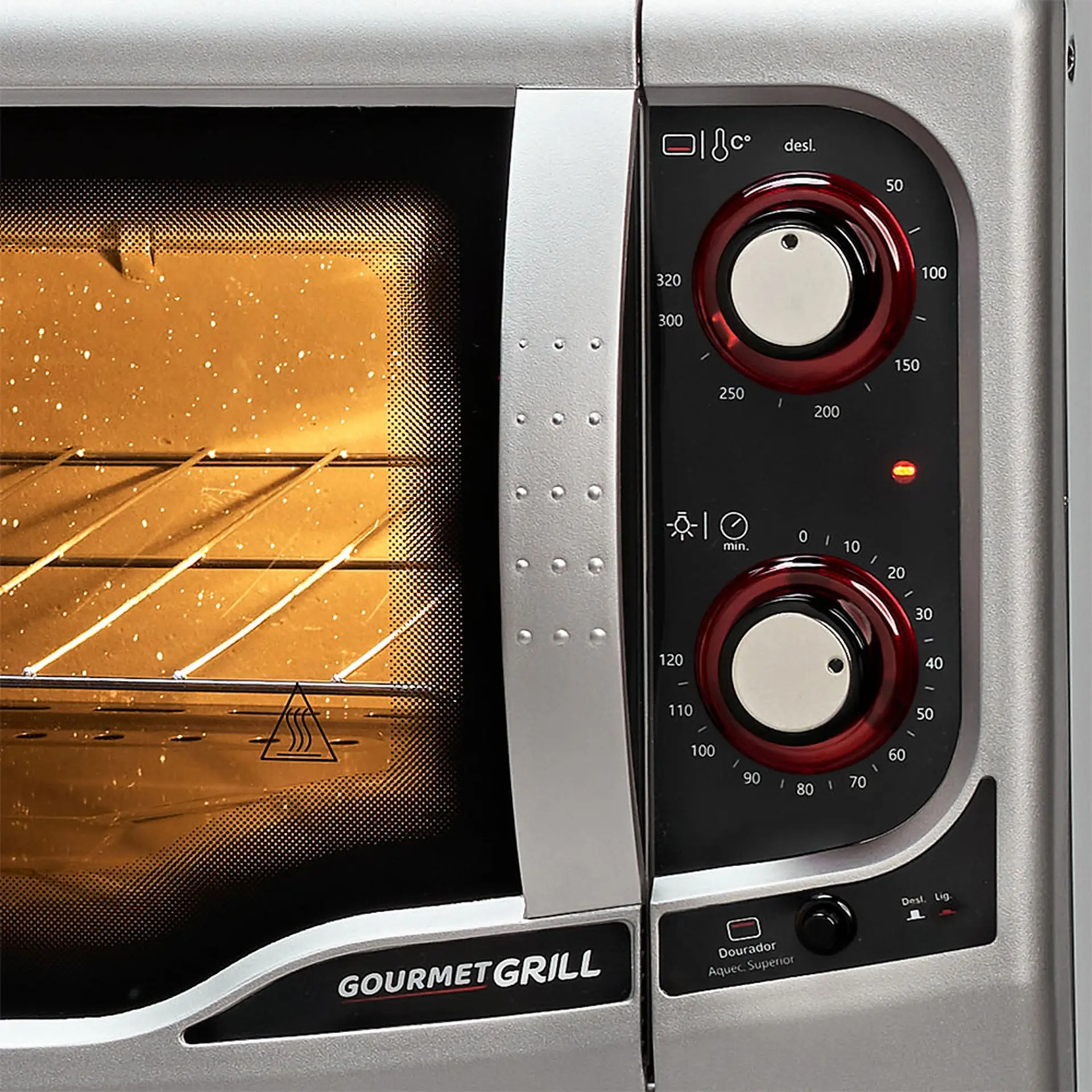 Forno Elétrico de Bancada 44L Fischer Gourmet Grill com Timer 1775W - Prata - 110 Volts