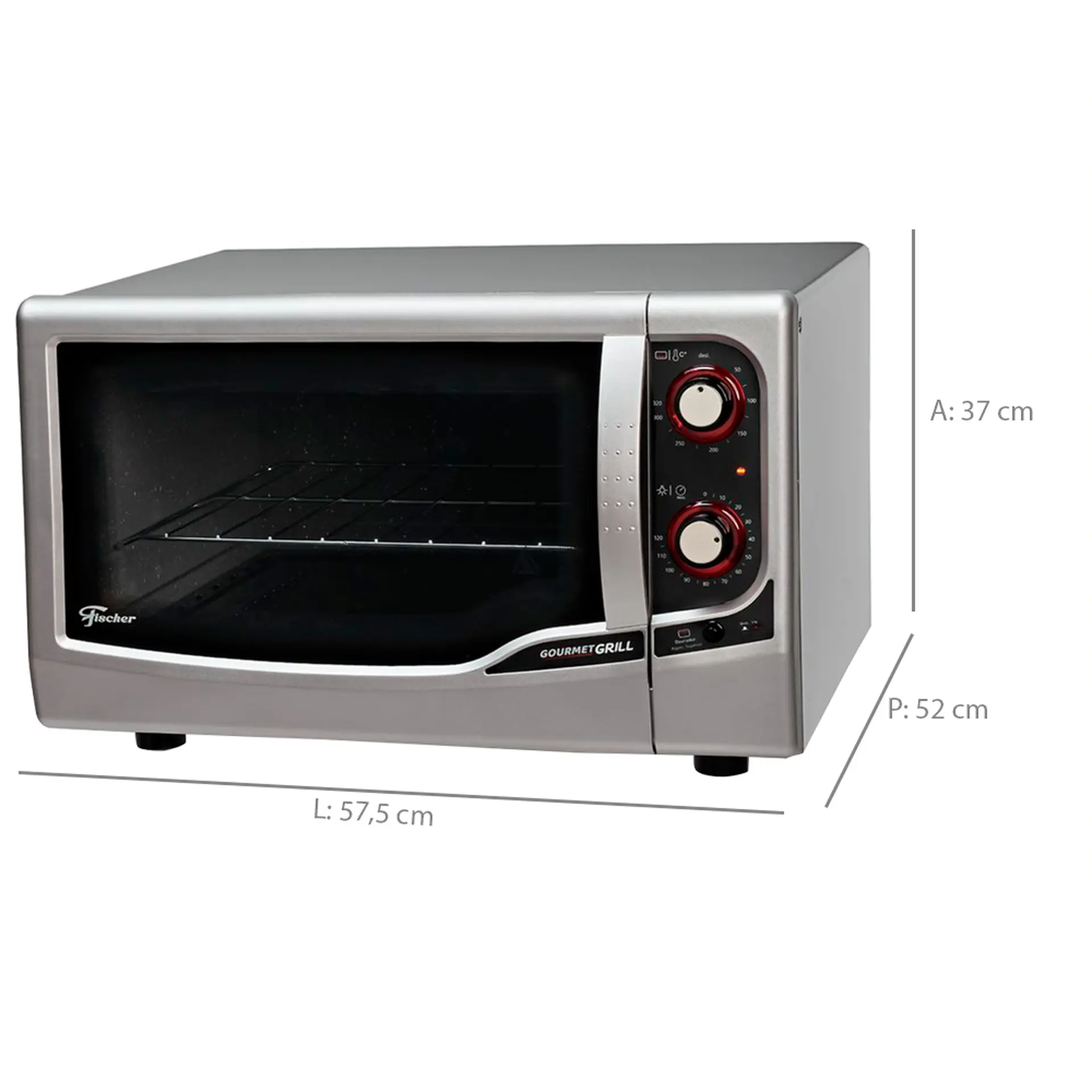 Forno Elétrico de Bancada 44L Fischer Gourmet Grill com Timer 1775W - Prata - 110 Volts