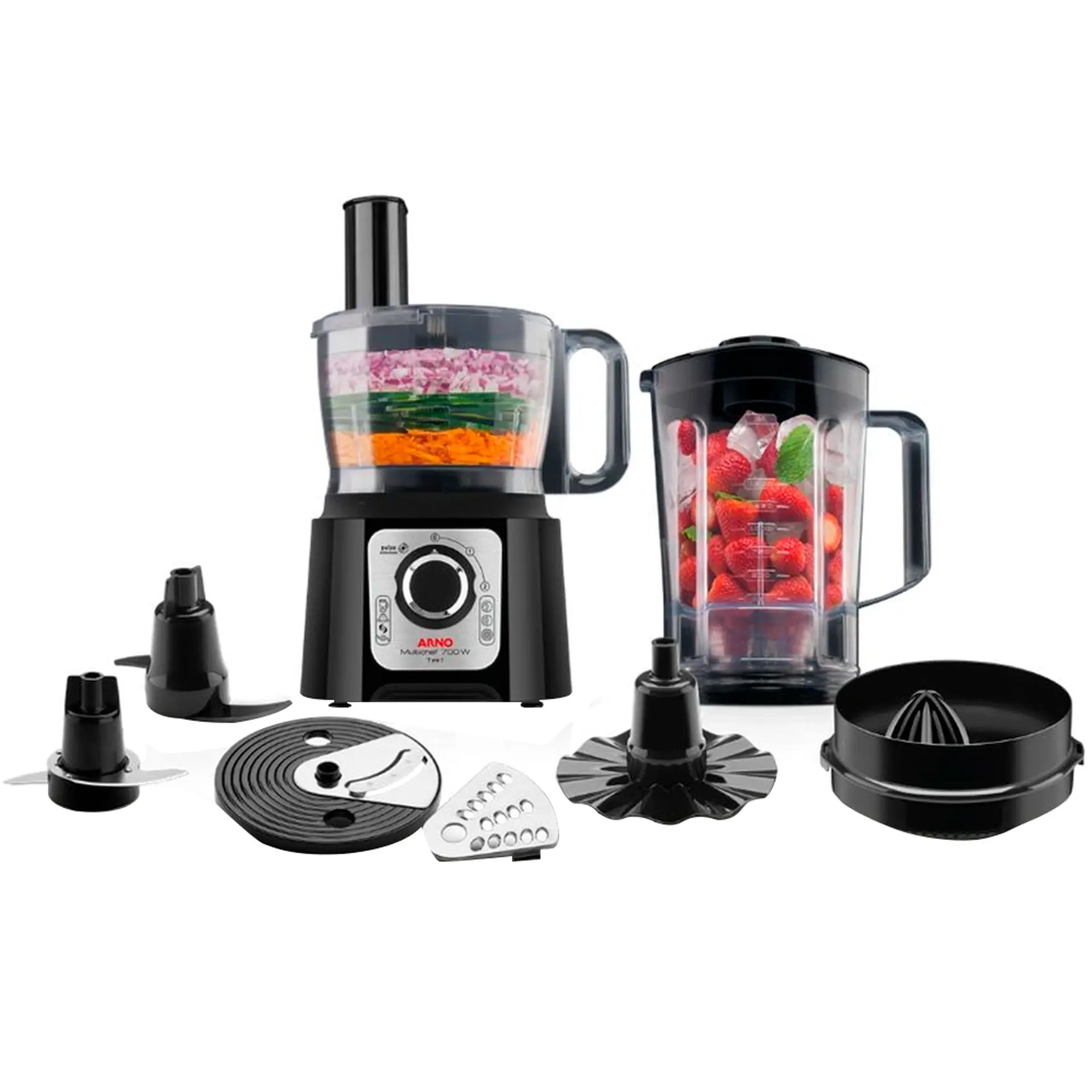 Multiprocessador Arno Multichef 7 em 1 700W com Liquidificador - Preto - 110 Volts