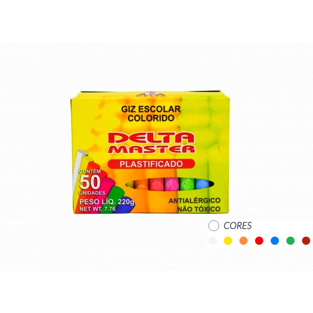 Giz Comum Colorido Delta - Caixa com 50 Palitos - 3152