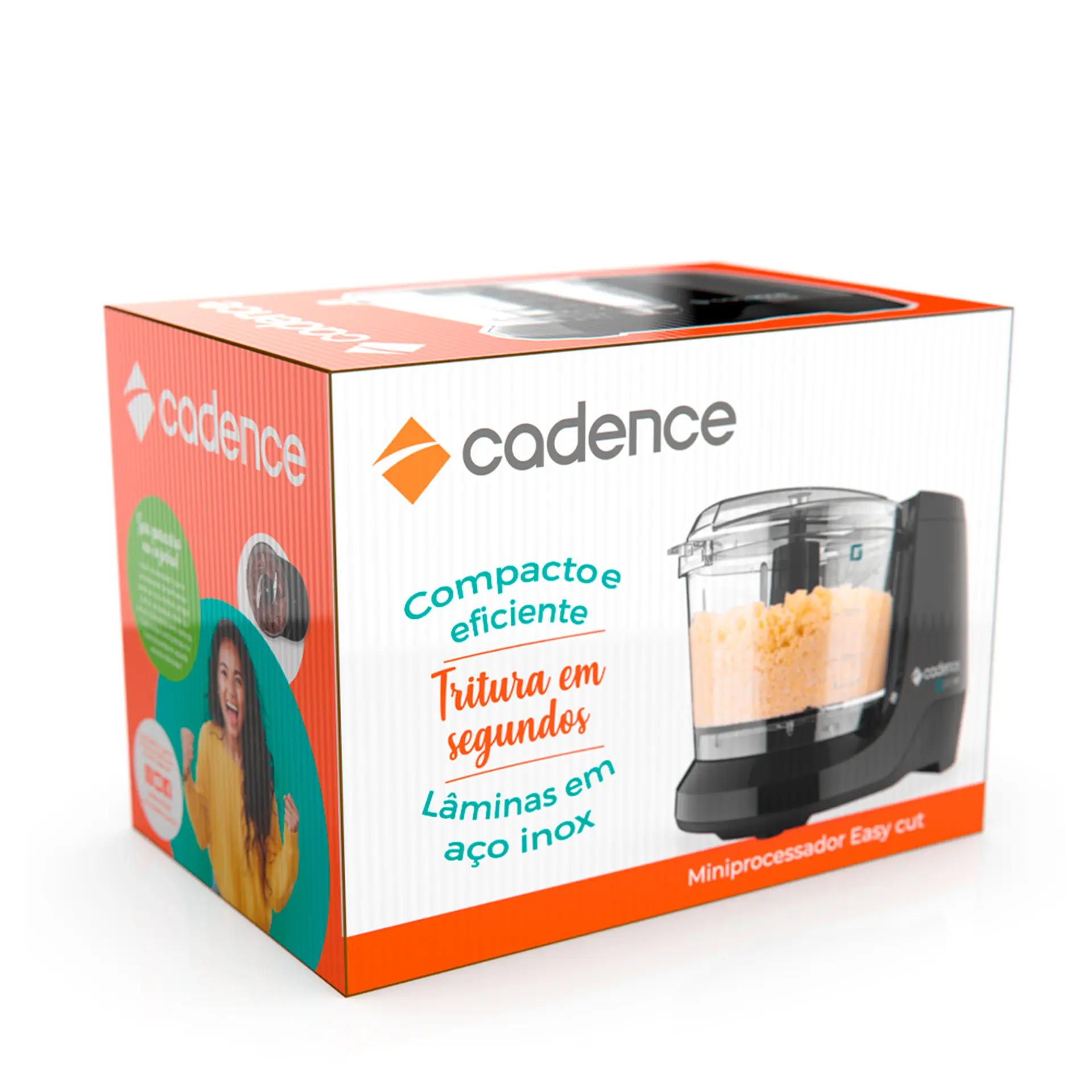 Mini Processador de Alimentos 350ml Cadence Easy Cut 100W - Preto - 110 Volts