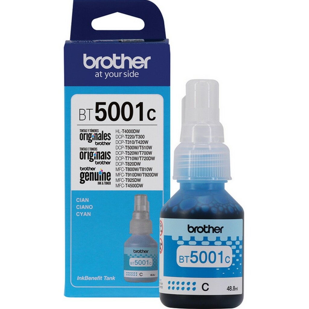 Tinta para Cartucho Brother Ciano Original - BT5001C - 5.000 páginas para HLT4000DW, DCPT310, DCPT510W, DCPT710W, MFCT810W, MFCT910DW