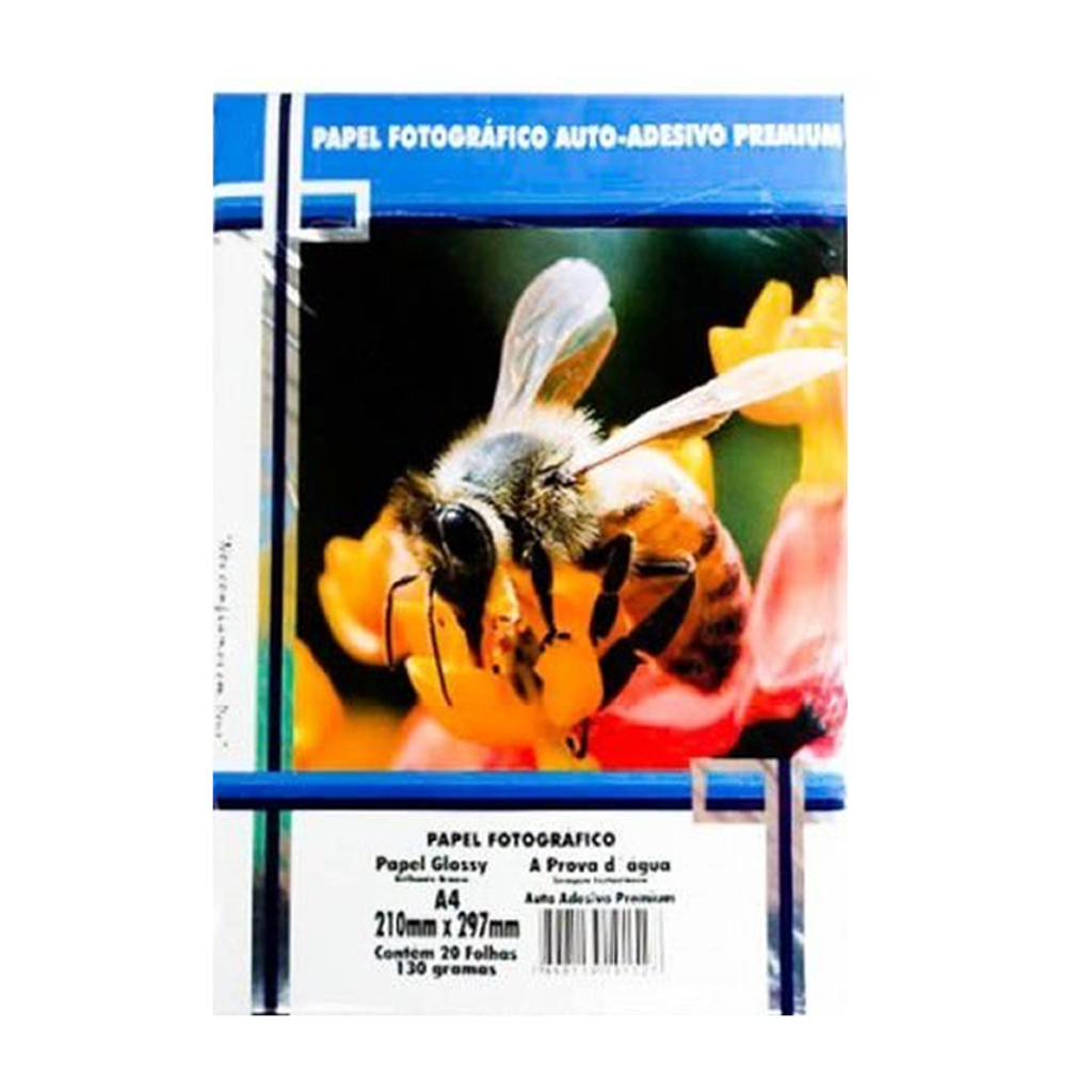 Papel Fotográfico Glossy Brilhante Adesivo A4 130 Gramas 20 Folhas Premium Masterprint - 302010060