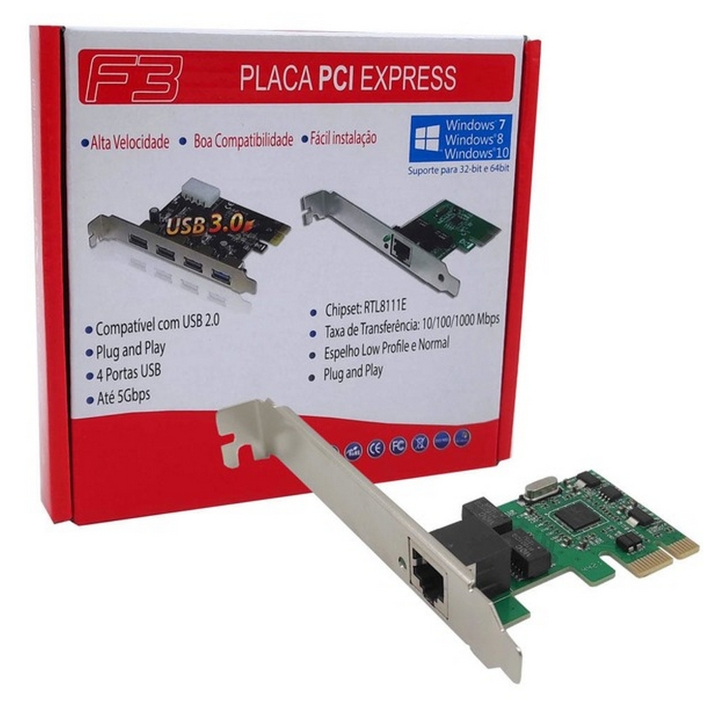 Placa de Rede PCI-Express 10/100/1000 F3 - 1482
