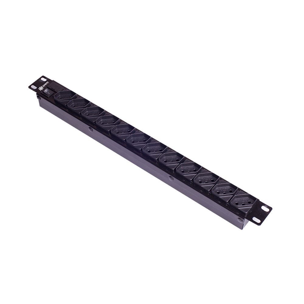 Régua para Rack 19" 12 Tomadas 10A Chave Liga Desliga Cabo 1,10m Ipec A2267