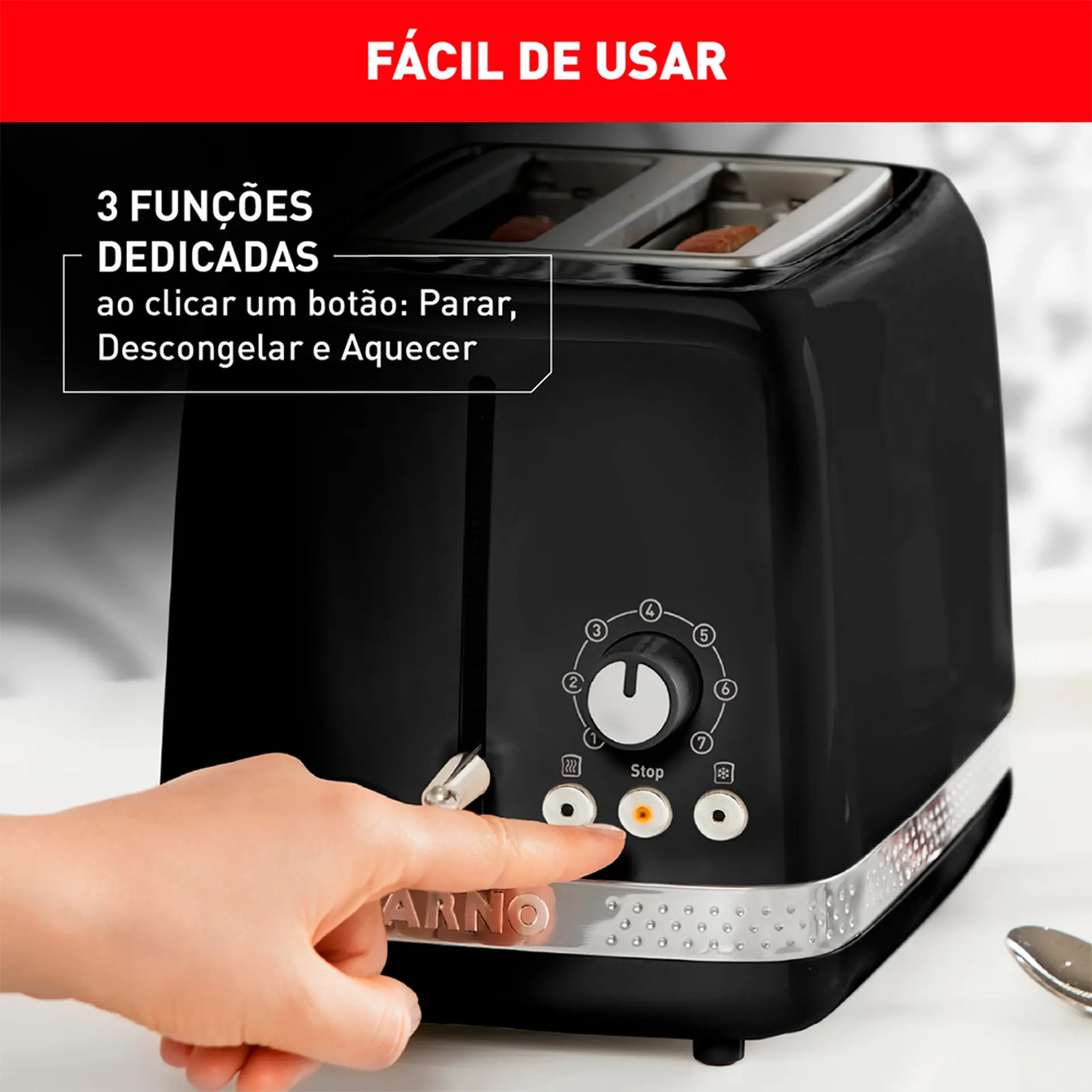 Torradeira Arno Soleil 7 Níveis de Tostagem 850W SPTO - Preto - 110 Volts