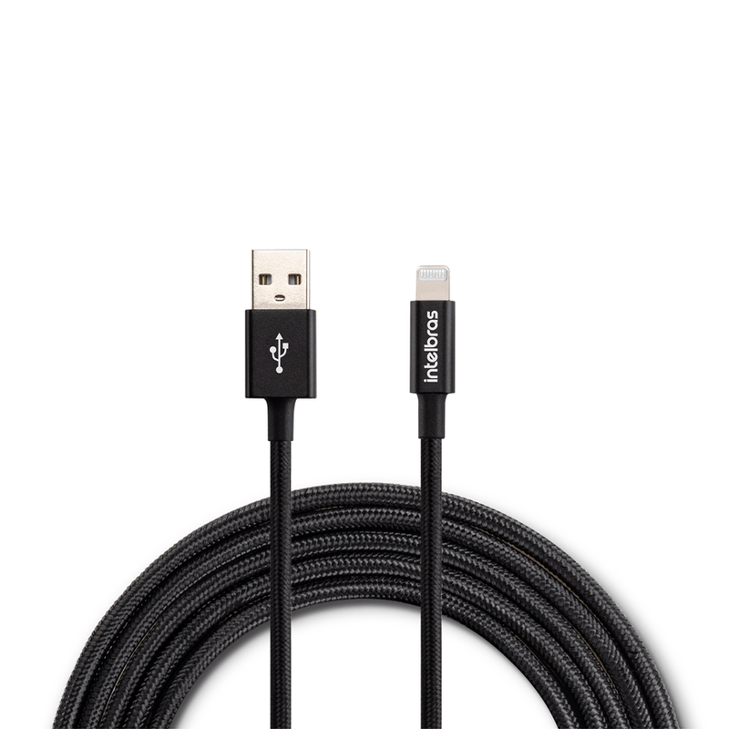 Cabo USB - Lightning Preto nylon 1,5m Intelbras EUAL 15NP