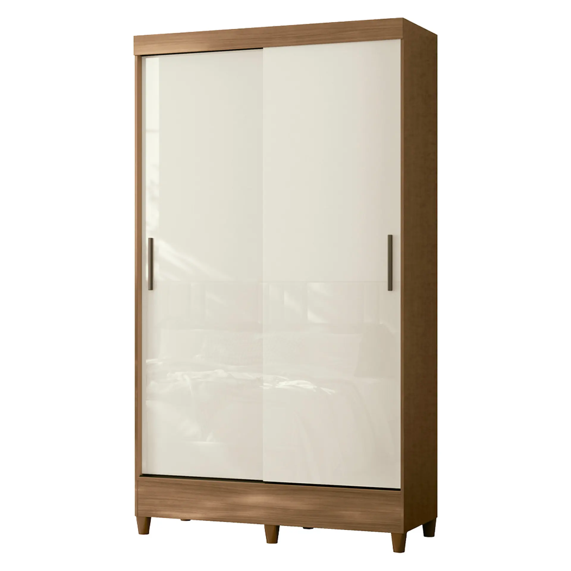 Guarda-Roupa Solteiro 2 Portas de Correr 2 Gavetas Fit Santos Andirá - Jequitibá/Off