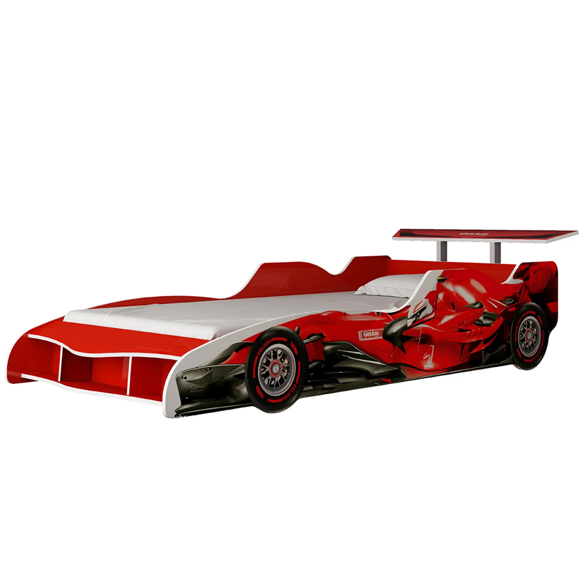 Mini-cama Montessoriana Infantil em Formato de Carro F1 Gelius - Vermelho
