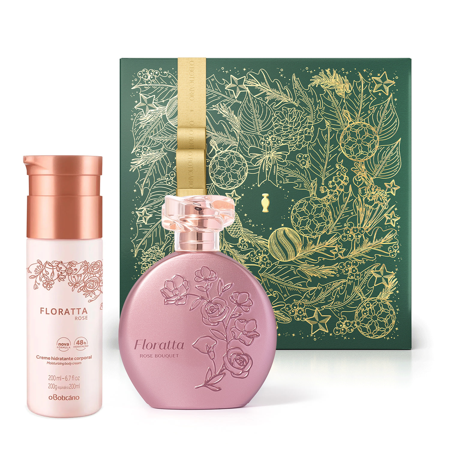 Combo Presente Floratta Rose: Bouquet Desodorante Colônia 75ml + Creme Hidratante Desodorante Corporal 200ml + Caixa Presenteável