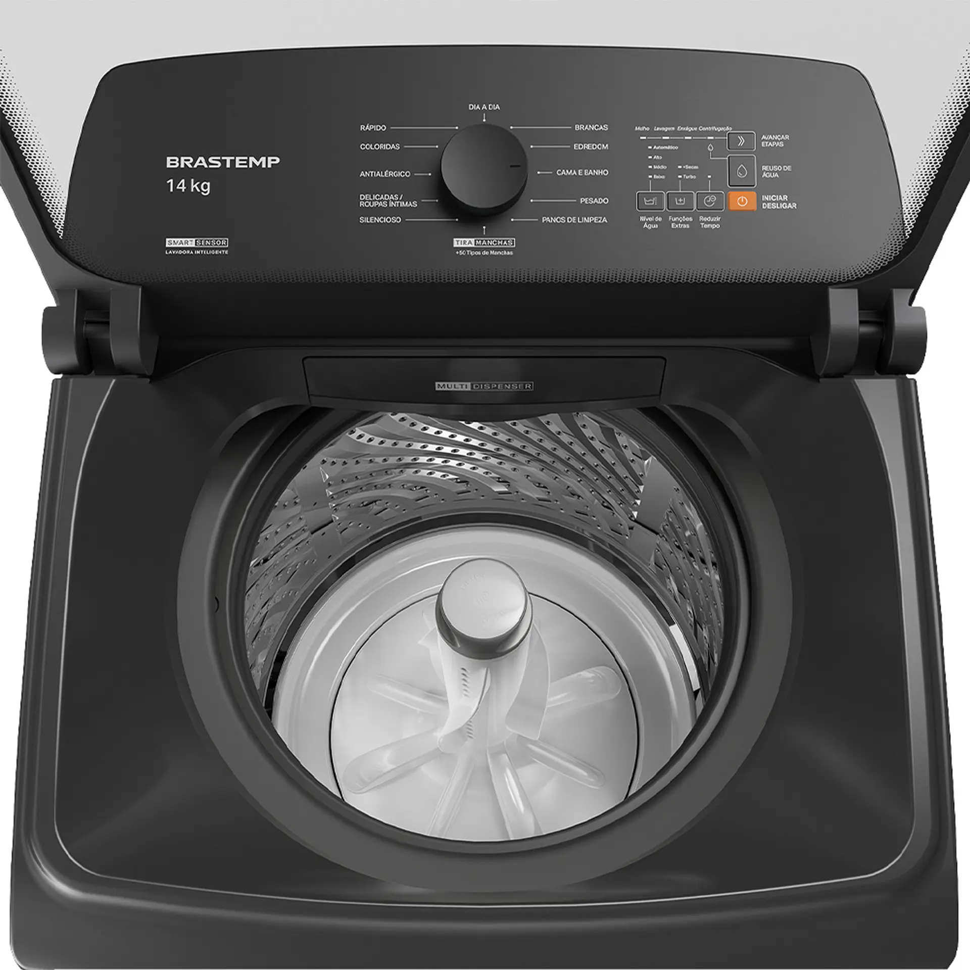 Máquina de Lavar Brastemp WJ14A9 14kg Automática Cesto Inox - Platinum - 220 Volts