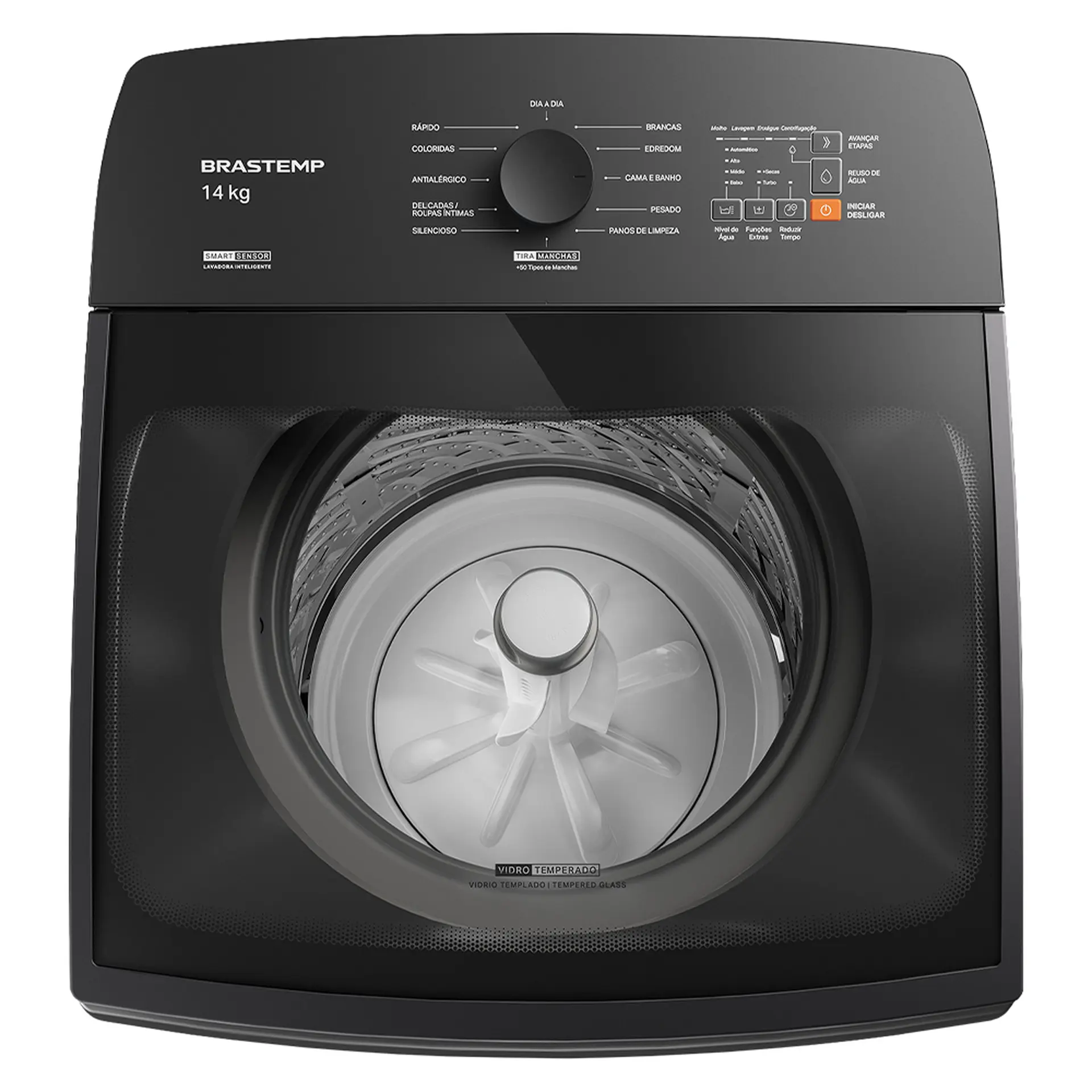 Máquina de Lavar Brastemp WJ14A9 14kg Automática Cesto Inox - Platinum - 220 Volts