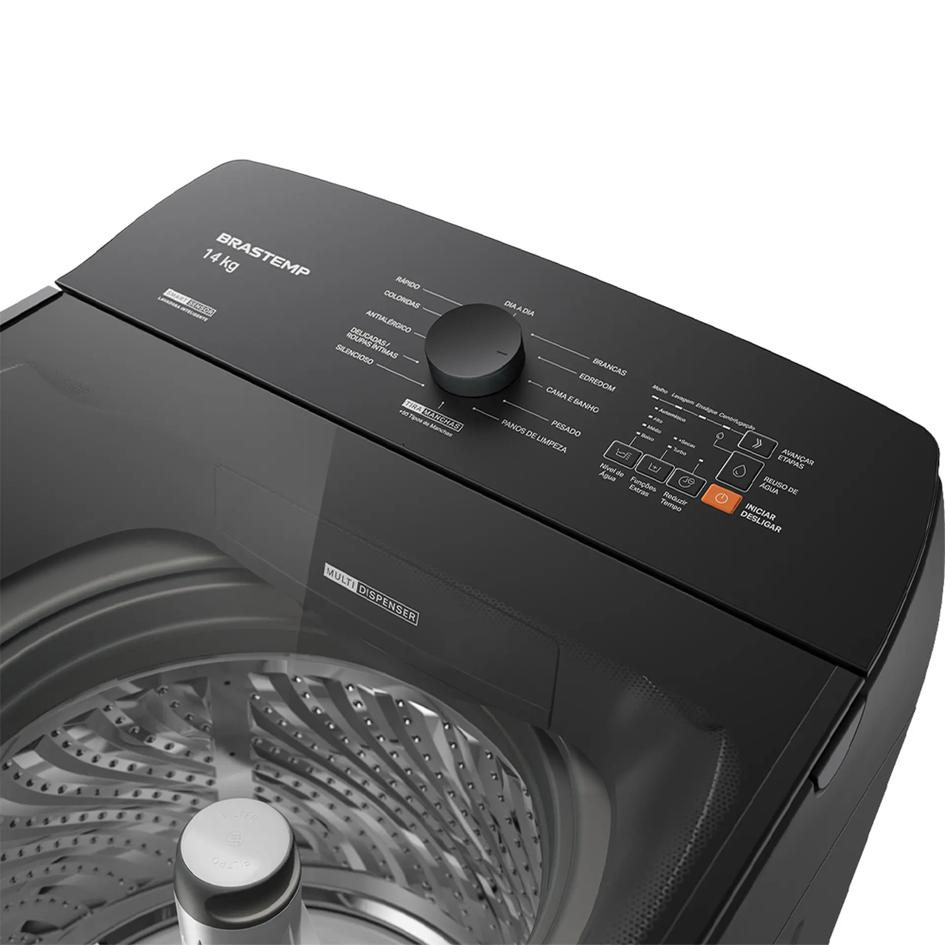 Máquina de Lavar Brastemp WJ14A9 14kg Automática Cesto Inox - Platinum - 220 Volts