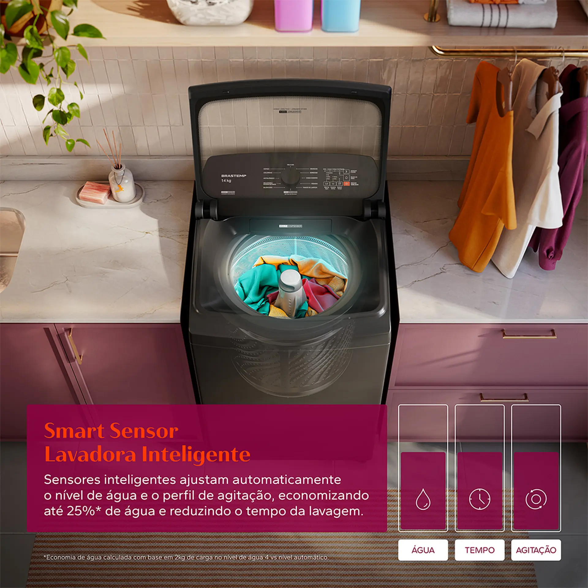 Máquina de Lavar Brastemp WJ14A9 14kg Automática Cesto Inox - Platinum - 220 Volts